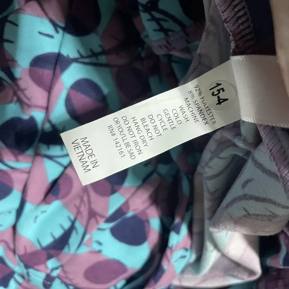 LuLaRoe Leggings Girls One Size 15-4 Purple Blue Soft Stretch Jack Skellington